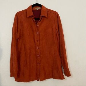 Notations woman Orange Button-Up Shirt size M fall winter business casual soft